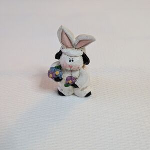 Charming White Bunny with Pink and Black Accents